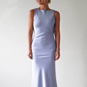 Satin Sleeveless Maxi Dress | New Sheath Formal Open Lace Up Back Dress